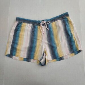 Ann Taylor Loft Striped Drawstring Elastic Waist Shorts Size Large